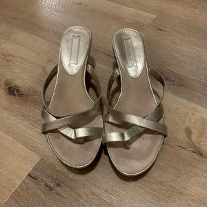 Banana Republic Gold Strappy Wedge Sandals